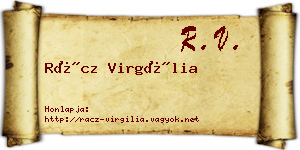 Rácz Virgília névjegykártya